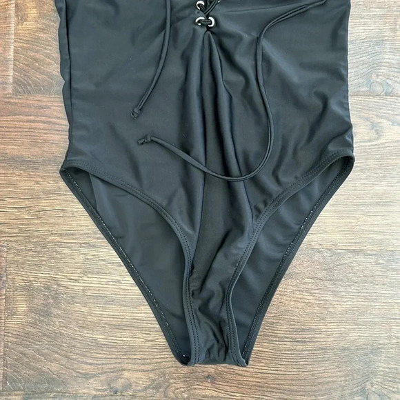 Black One Piece Bathing Suit with Lace Up Detail | Black One Piece | One Piece - Picture 5 of 11